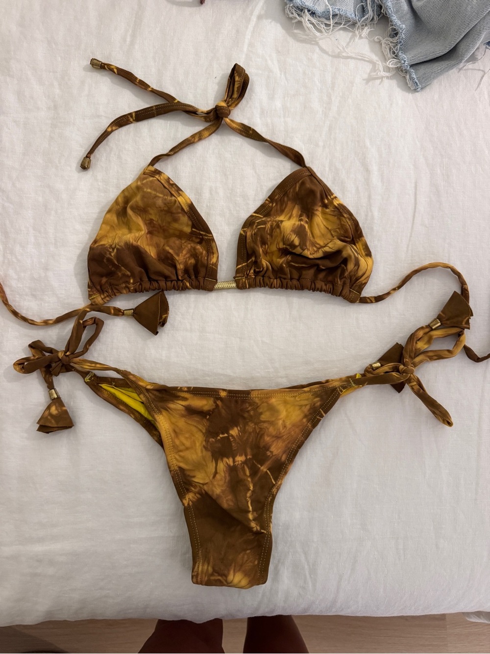 Women’s Brown Tie-Dye Triangle Bikini Set
